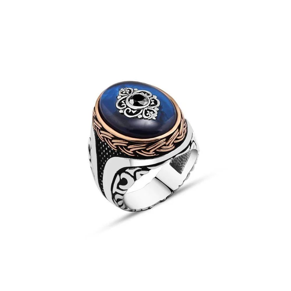 Blue Sari Motivate Men's Ring