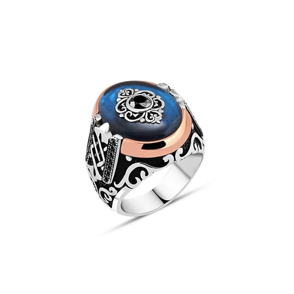 Blue Sari Solitaire Motivated Men's Ring