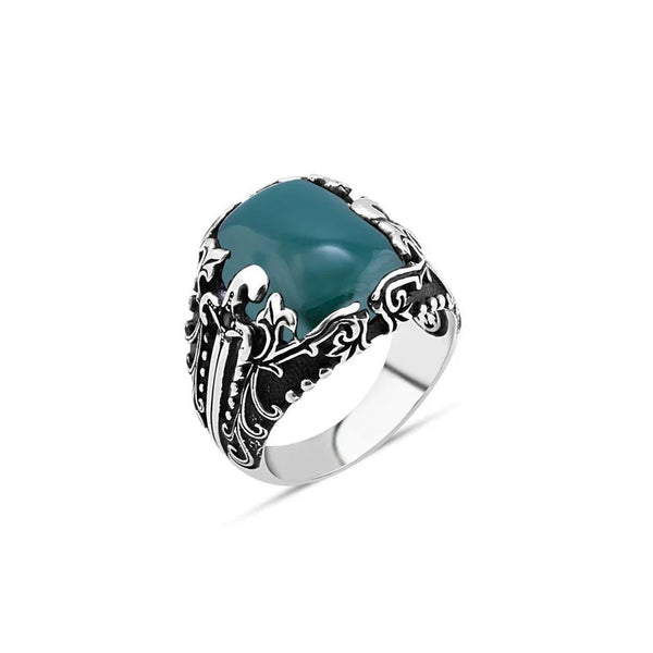 Green Red Stone Men's Ring