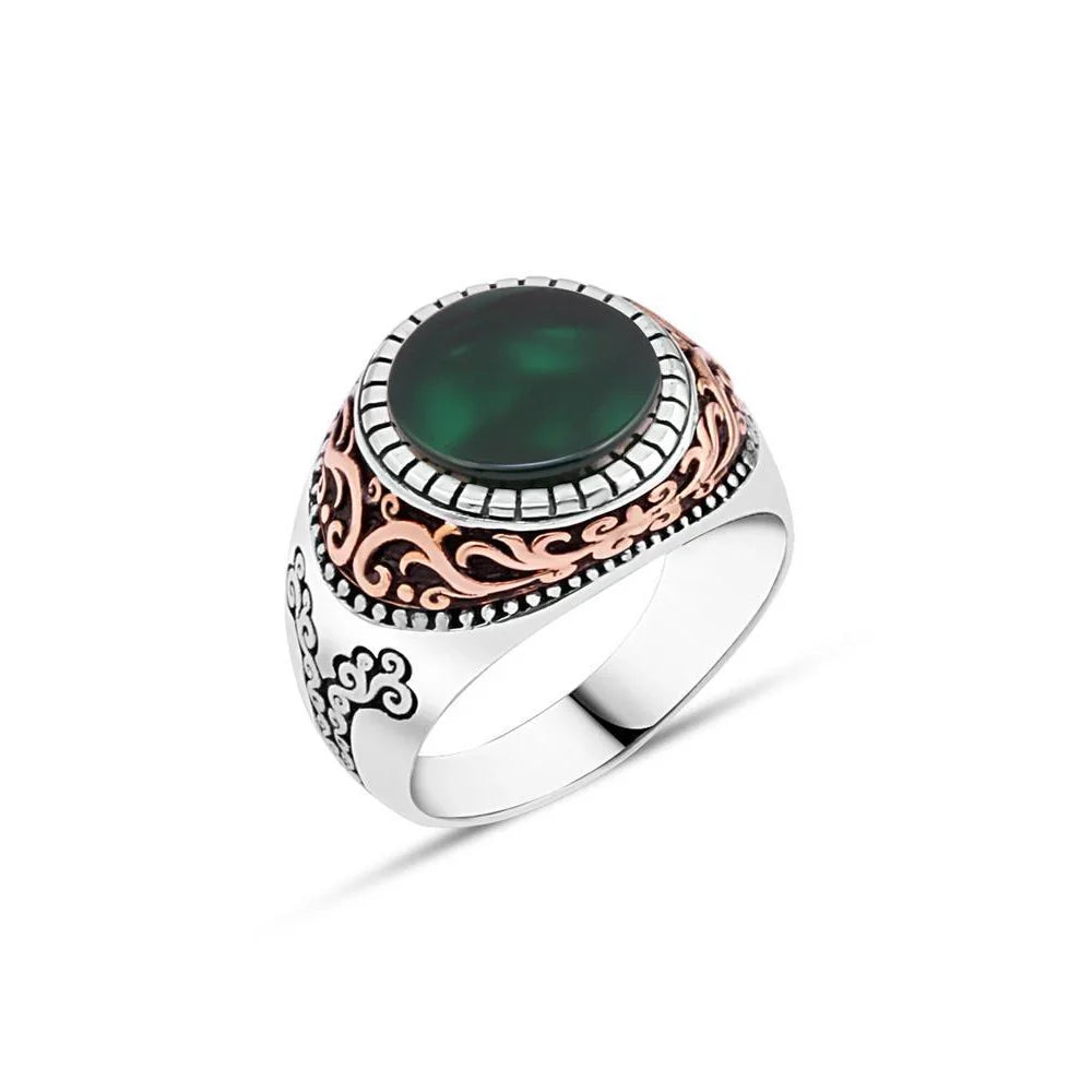 Green Red Stone Men's Ring