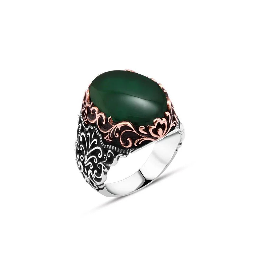 Green Red Stone Men's Ring