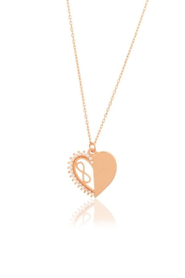 Infinity Sign 925 Sterling Silver Heart Necklace