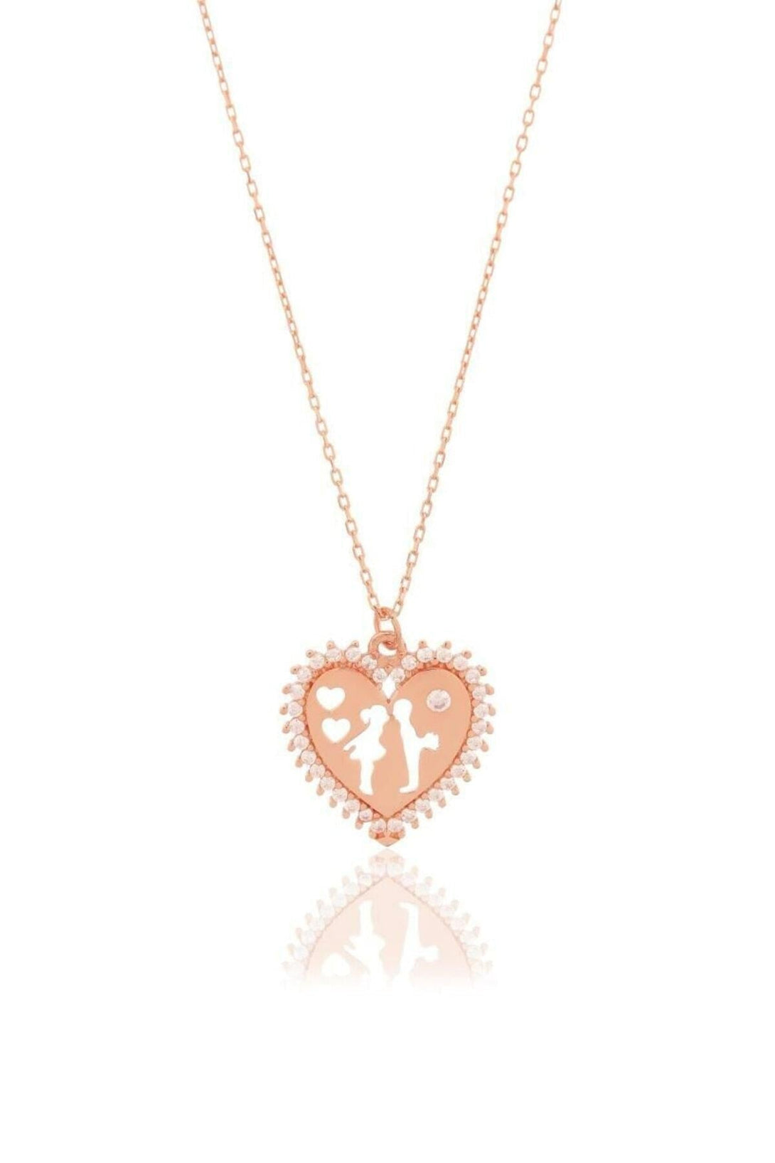 Lovers 925 Sterling Silver Heart Necklace