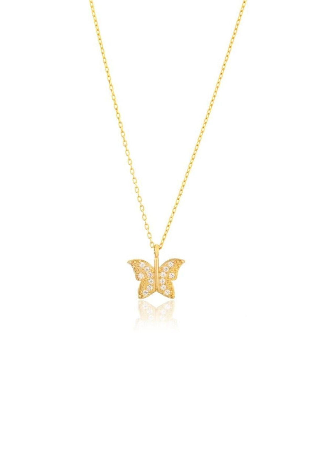 Minimalist 925 Sterling Silver Butterfly Necklace With Zircon Stone