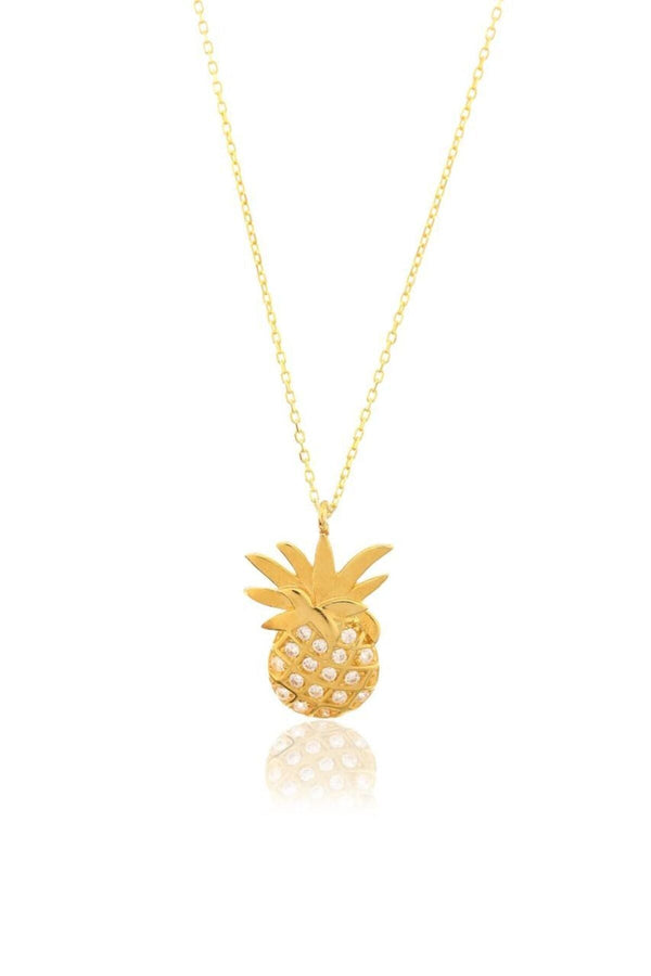 Minimalist 925 Sterling Silver Pineapple Necklace With Zircon Stone