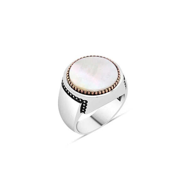 Mother Of Pearl Stone Men's Ring