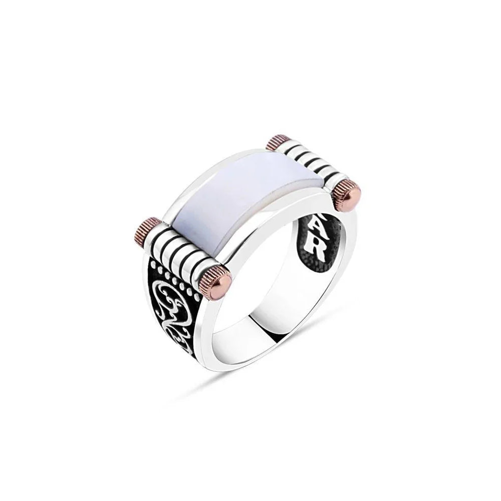 Mother Of Pearl Stone Men's Ring