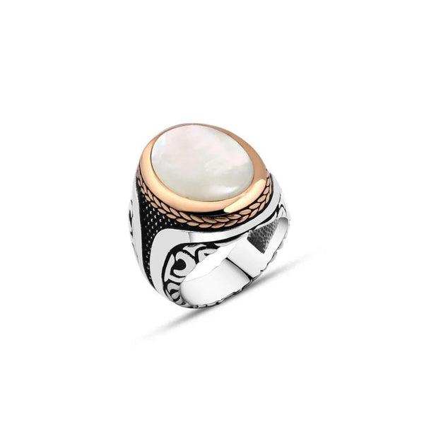 Mother Of Pearl Stone Men's Ring