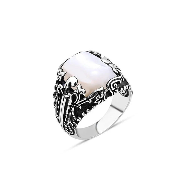 Mother Of Pearl Stone Men's Ring