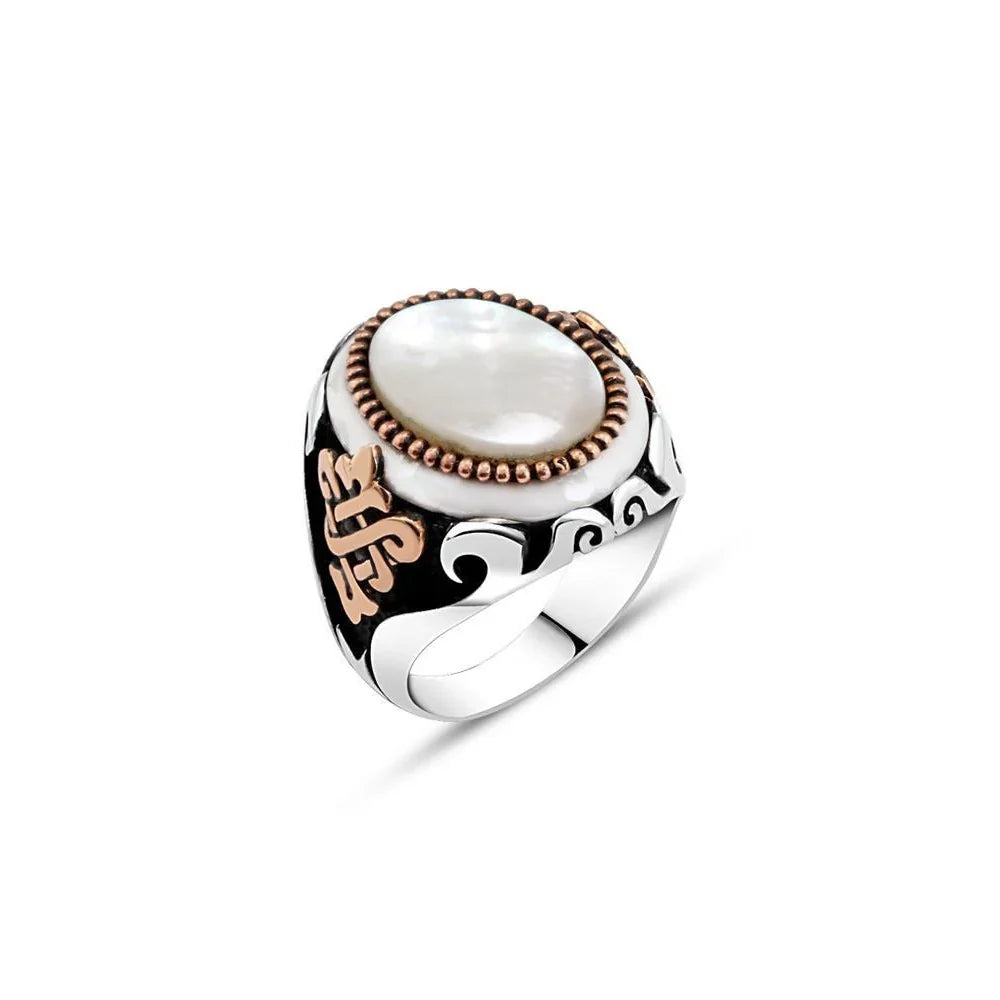 Mother Of Pearl Stone Men's Ring