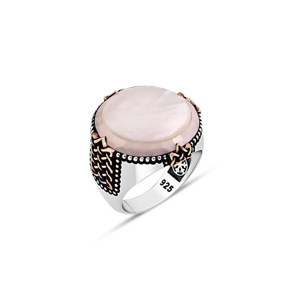 Mother Of Pearl Stone Men's Ring