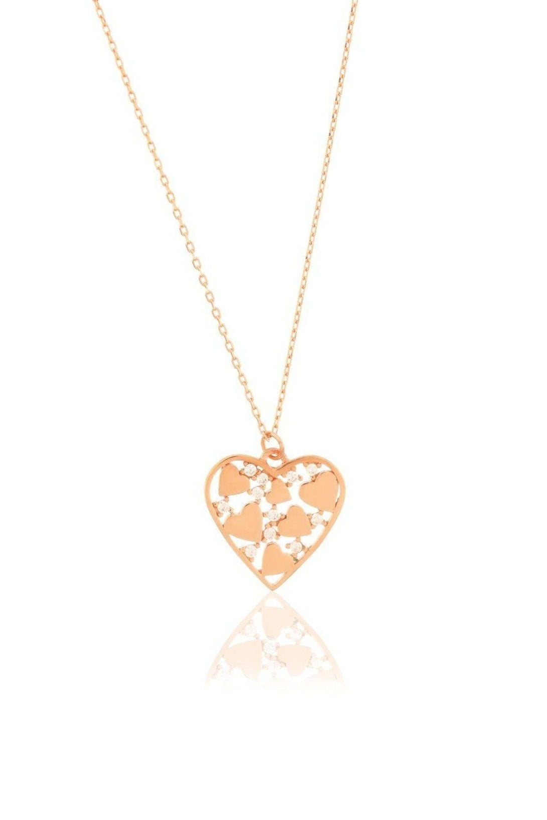 Multiple 925 Sterling Silver Heart Necklace With Zircon Stones