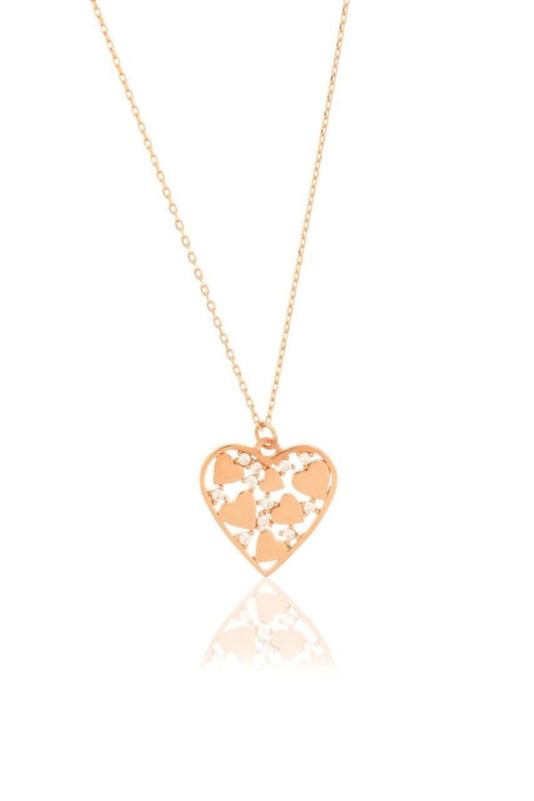 Multiple 925 Sterling Silver Heart Necklace With Zircon Stones