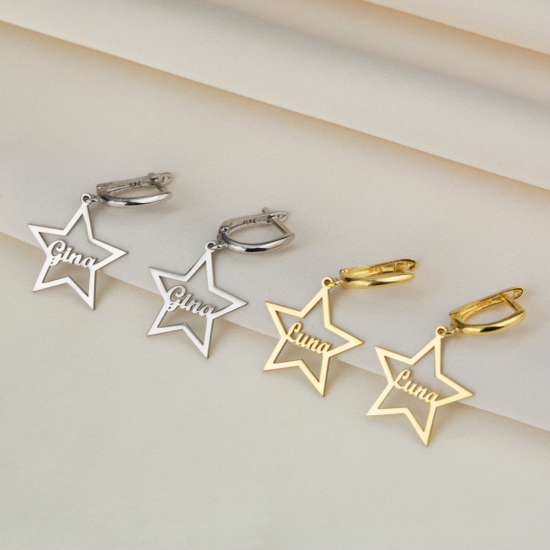 Name Written Star Earring