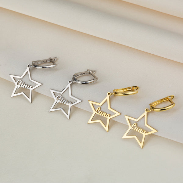 Name Written Star Earring