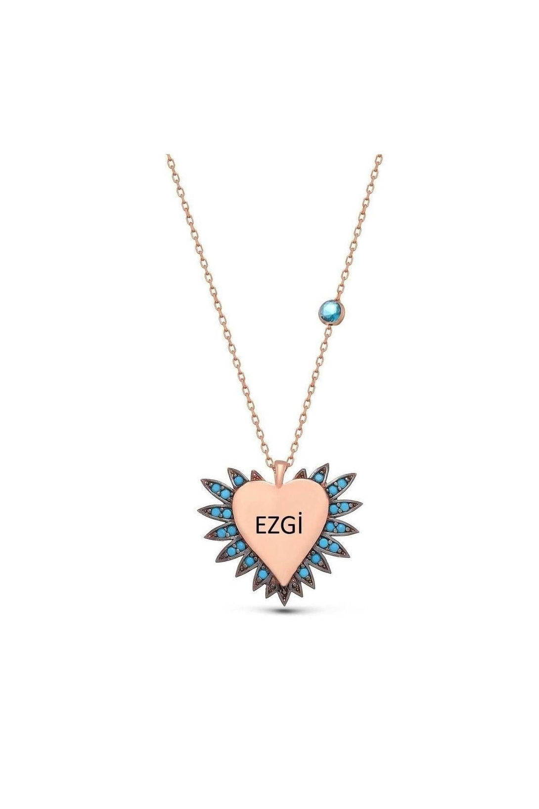 Personalized 925 Sterling Silver Name Necklace With Heart And Birthstone