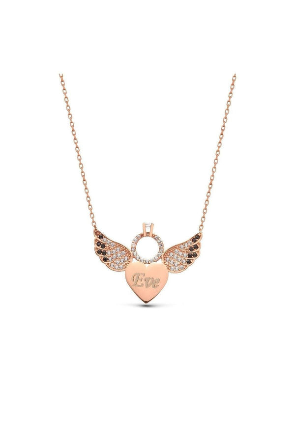 Personalized Single Stone Winged Heart 925 Sterling Silver Name Necklace