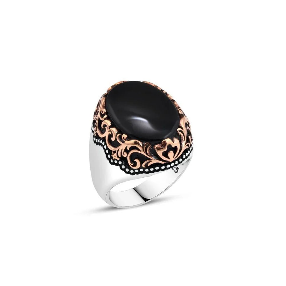 Plain Onyx Stone Men's Ring