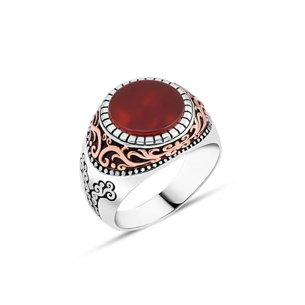 Plain Red Stone Men's Ring