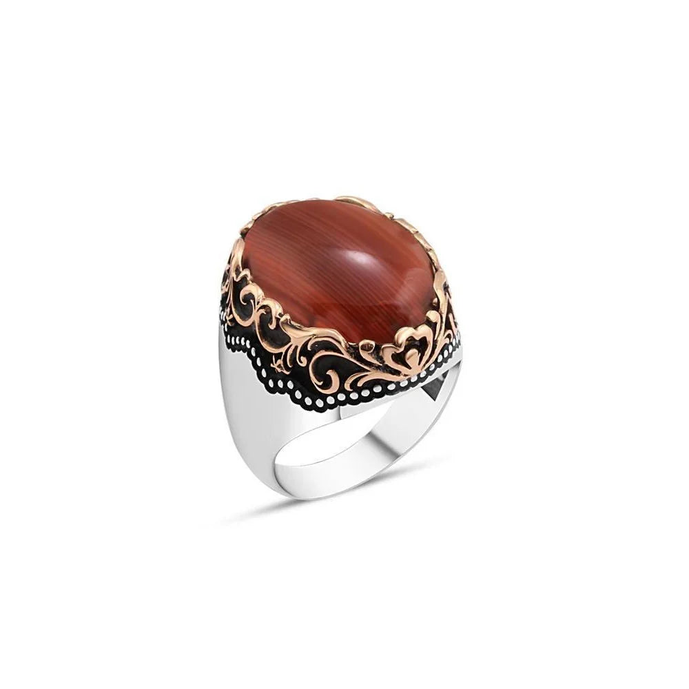 Plain Red Stone Men's Ring