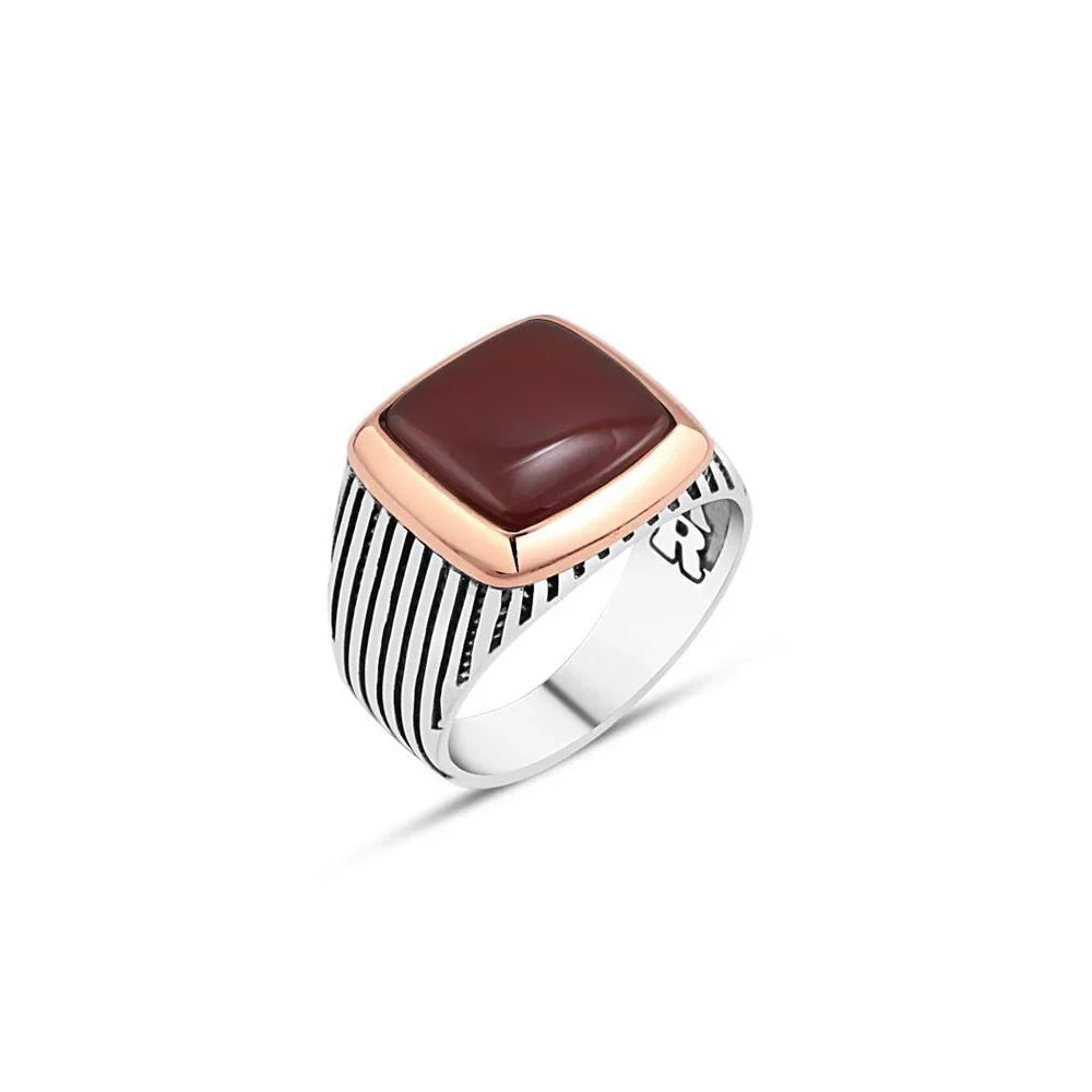 Plain Red Stone Men's Ring