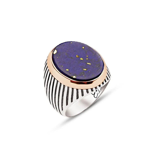 Silver Mavi̇ Stone Striped Case Men's Ring