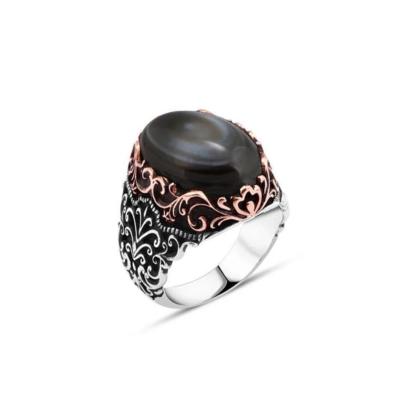 Veined Onyx Stone Men's Ring