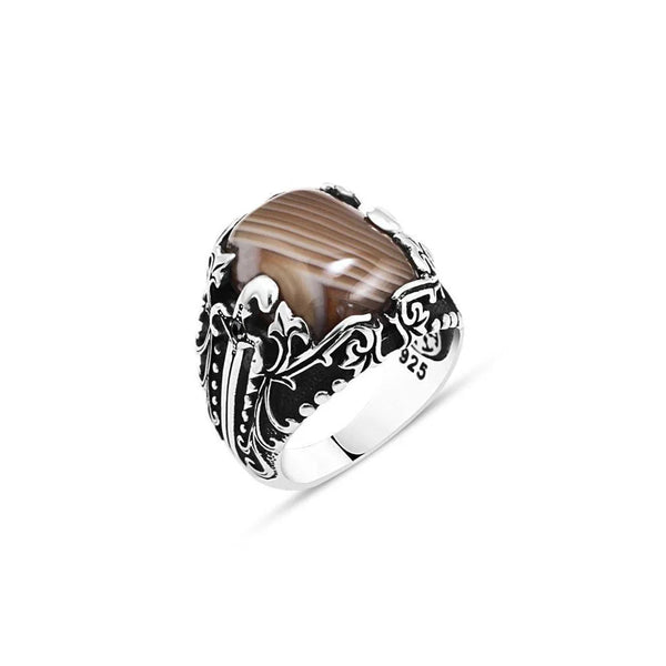 Veined Red Stone Men's Ring